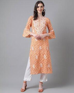 floral print straight kurta