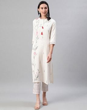 floral print straight kurta