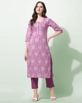 floral print straight kurta