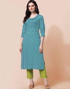 floral print straight kurta