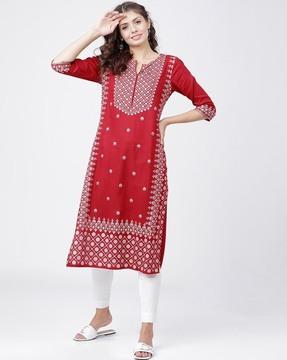 floral print straight kurta