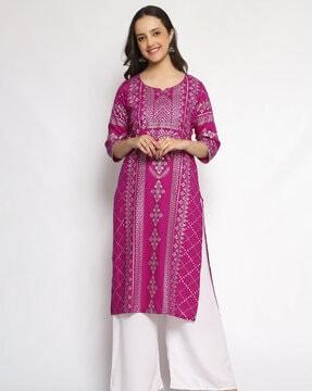 floral print straight kurta