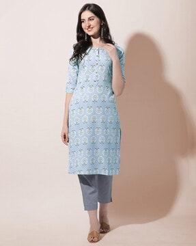 floral print straight kurta