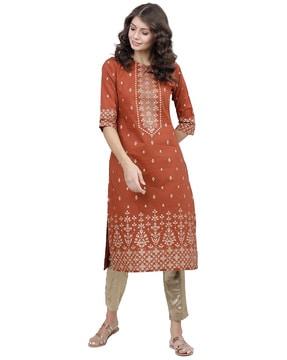 floral print straight kurta