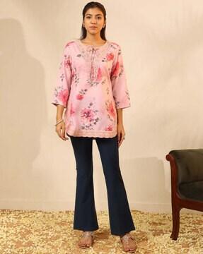 floral print straight kurta