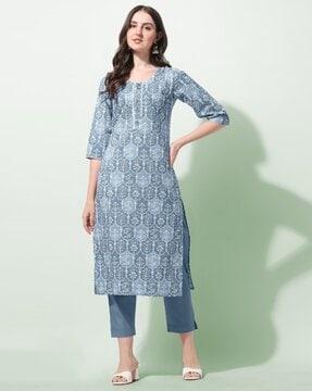 floral print straight kurta