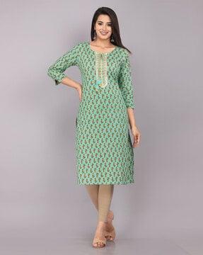 floral print straight kurta