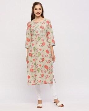 floral print straight kurta