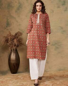 floral print straight kurta