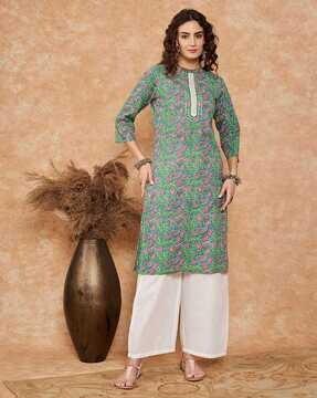 floral print straight kurta