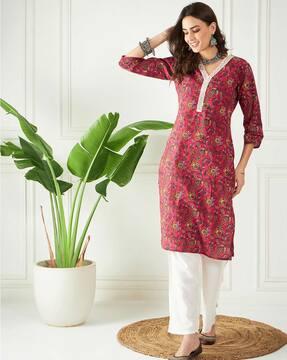 floral print straight kurta