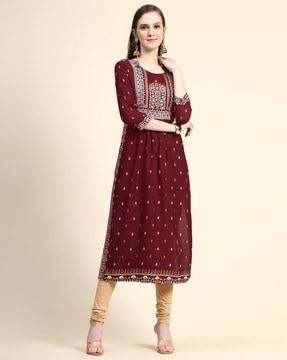 floral print straight kurta