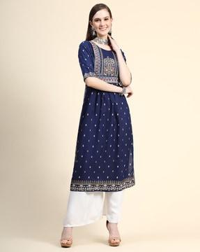 floral print straight kurta