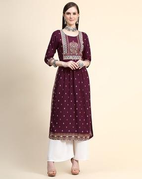 floral print straight kurta