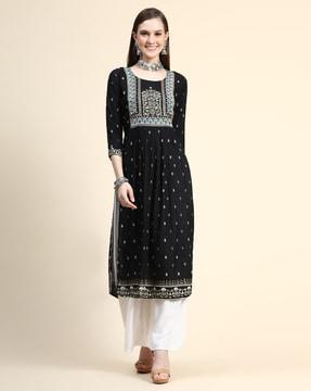 floral print straight kurta