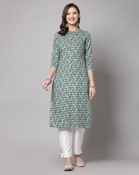 floral print straight kurta