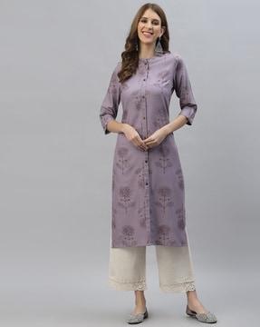 floral print straight kurta