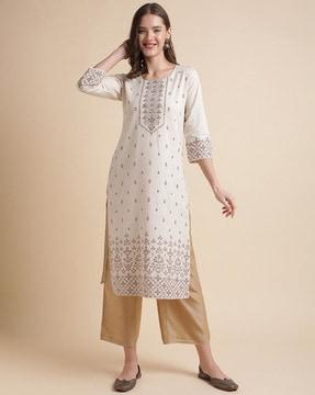 floral print straight kurta