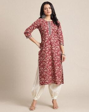 floral print straight kurta