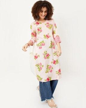 floral print straight kurta