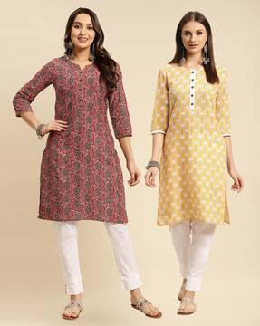 floral print straight kurta