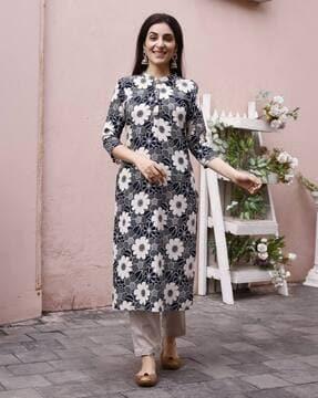 floral print straight kurta