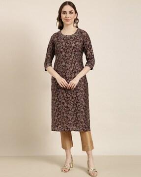 floral print straight kurta