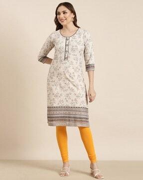 floral print straight kurta