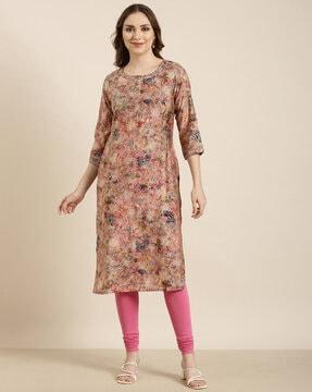 floral print straight kurta