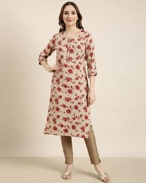 floral print straight kurta