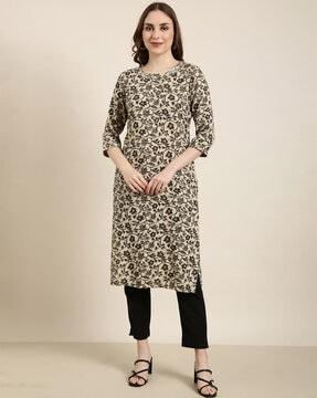 floral print straight kurta