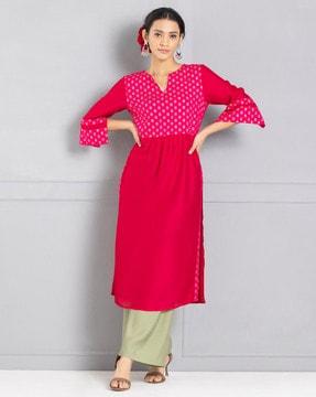 floral print straight kurta