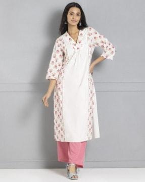 floral print straight kurta