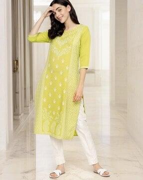 floral print straight kurta