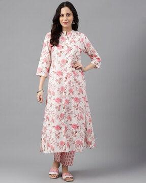 floral print straight kurta