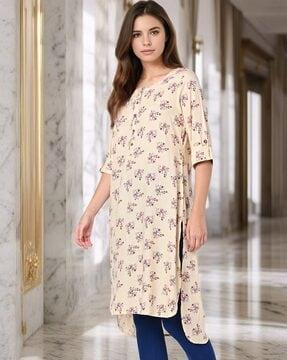 floral print straight kurta