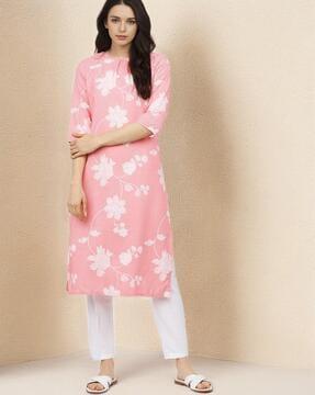 floral print straight kurta