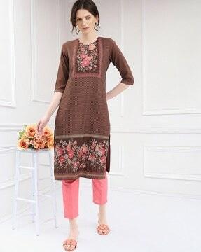 floral print straight kurta