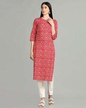 floral print straight kurta