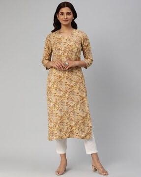 floral print straight kurta