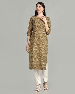 floral print straight kurta