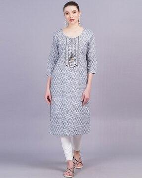 floral print straight kurta