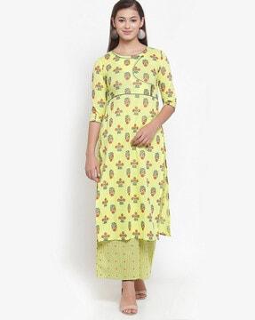 floral print straight kurta