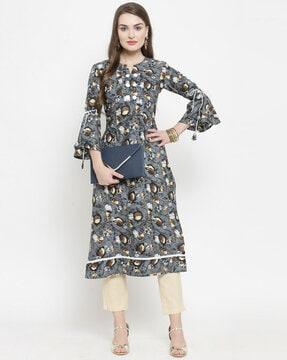 floral print straight kurta