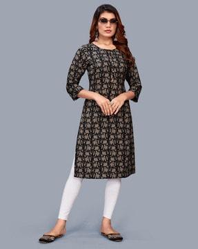 floral print straight kurta