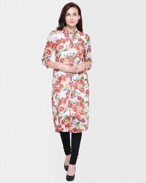 floral print straight kurta