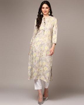 floral print straight kurta