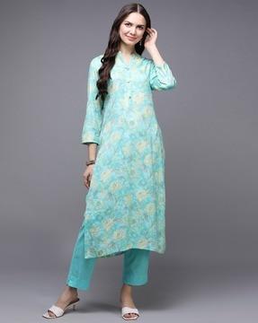 floral print straight kurta