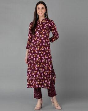 floral print straight kurta