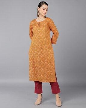 floral print straight kurta